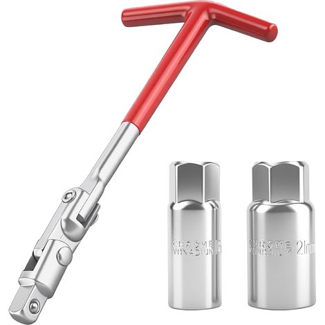 Ensemble de clés à douille à bougie d'allumage avec poignée en T avec douilles de 6 mm et 21 mm, clé en acier inoxydable pour motos, tondeuses à gazon, petits véhicules à moteur
