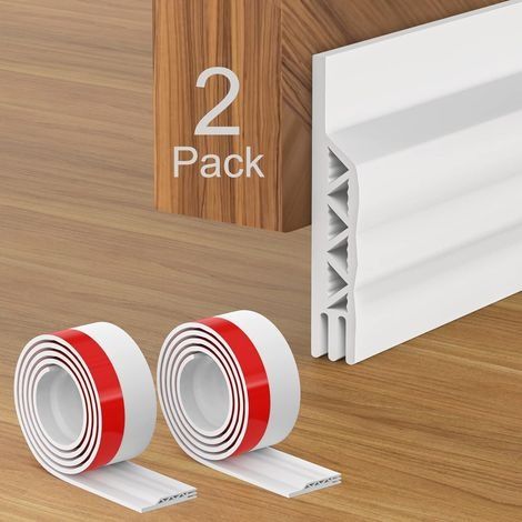 2 Pièces Bas De Porte Adhésif,Bas De Porte Isolant Dessous De Porte Boudin Bas De Porte En Silicone Souple Pour Anti Bruit Poussière Anti Froid Anti Insecte Calfeutrage Bas De Porte-Blanc (1/5)