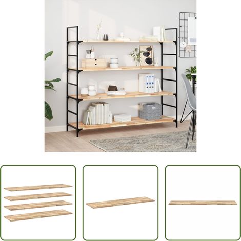 Akazienholz - Schweberegale 4 Stk. 120x40x2 cm Massivholz Akazie Unbehandelt (1/5)