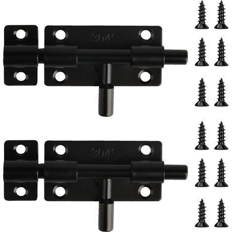 Serrure Coulissante En Acier Inoxydable 304 - Pour Porte Intérieure Extérieure Jardin Salle De Bain Chambre - 2 Pièces (1/5)