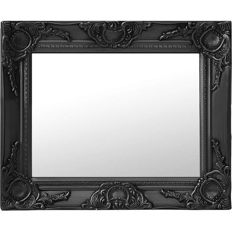 Miroir mural-Miroir Suspendu style baroque 50x40 cm noir 412761 (1/5)