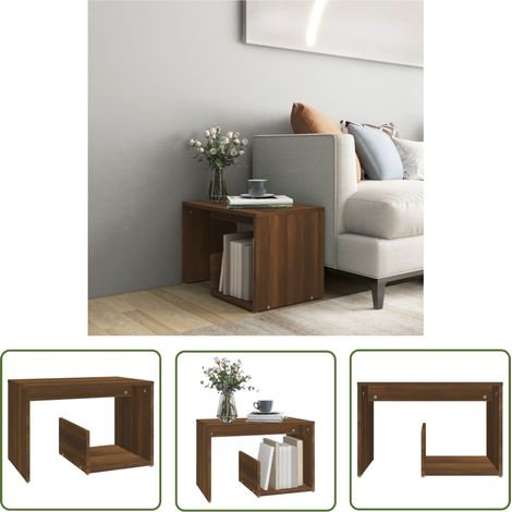 The Living Store Beistelltisch Braun Eichen-Optik 59x36x38 cm Holzwerkstoff - Beistelltisch - Wohnzimmermöbel - Nachttisch - Holzmöbel - Eichendekor (1/5)