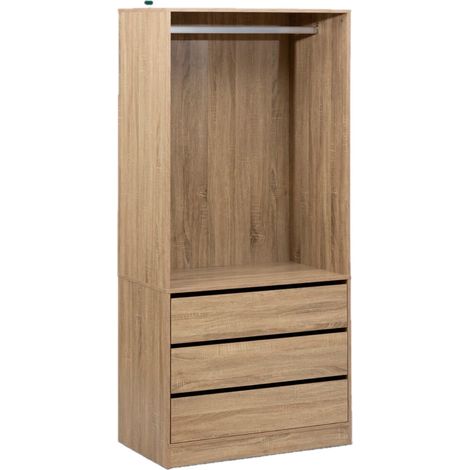 Dressing armoire 3 tiroirs – MDF beige – Dimensions 80x48x180 cm – Tiroirs avec fermeture silencieuse – Design moderne – Five Simply Smart (1/5)