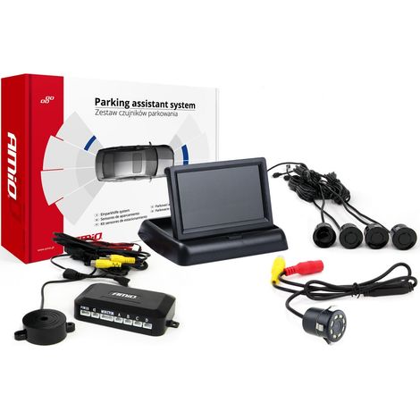 Kit de sensores de estacionamiento TFT02 de 4,3" con cámara HD-308-LED, 4 sensores, negro (1/5)