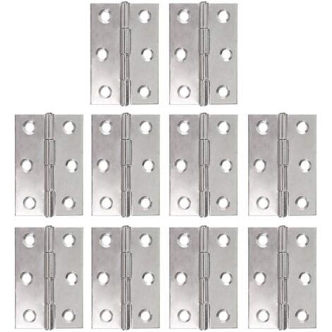 Lot de 10 charnières inox charnière piano charnières pliantes bandeau de charnière de porte de meuble charnière 48 mm avec 6 trous de fixation connecteurs pour jardinières modélisme (1/5)
