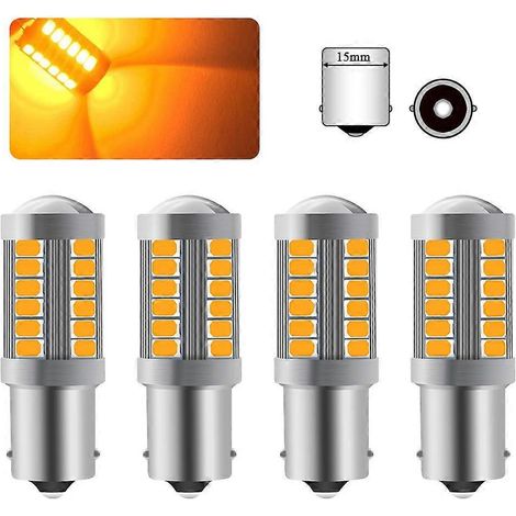 Ampoule LED 1156BA15S P21W Jaune Ambre Super Lumineuse 6000K 5630 33 SMD Clignotants Avant et Arrière Voiture 12-30V (1/5)