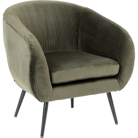 Poltrona solaro in velluto verde cachi - Atmosphera créateur d'intérieur
