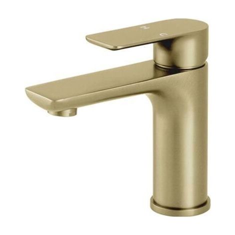 Moderne Badarmatur, elegant gestaltete Küchenarmatur, Edelstahl-Mischbatterie, Warm- und Kaltwasseranschluss, goldfarbene Edelstahlarmatur