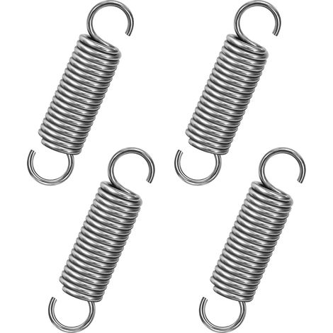 4 Pièces - Ressort De Traction - Ressort En Acier Inoxydable - Double Crochet Pour Fixation + Résistant À La Corrosion Pour Tente Et Trampoline + Argenté + 50x12mm (1/5)