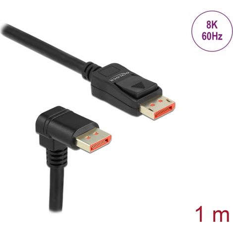 Delock Cable DisplayPort macho recto a macho 90Â° hacia abajo en Ã¡ngulo 8K 60 Hz 1 m