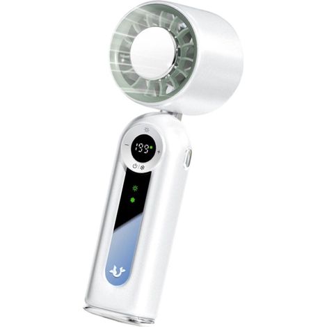 Ventilateur portable rechargeable 4000 mAh, ABS, pour bureau et camping, rafraîchissement rapide, pliable, 3 vitesses, blanc (1/5)