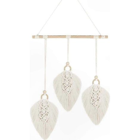 Tenture murale bohème tissée à la main pour chambre, salon, studio, décoration intérieure, cadeau de mariage, 45x58 cm (Beige) (1/5)