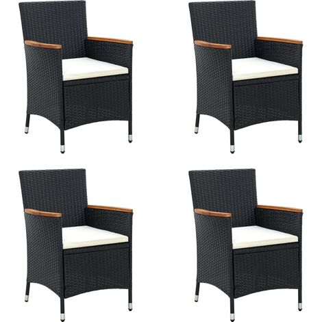 Garten-Essstühle 4 Stk. Poly Rattan Schwarz