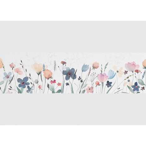 AG Design Bordura Autoadesiva Fiori Acquerellati, AWB 8254  Decorazione Impermeabile per Pareti, Mobili, Carte da Parati, Rivestimenti Murali e Porte, Pellicola  Larghezza 500 cm x Altezza 13,8 cm (1/5)