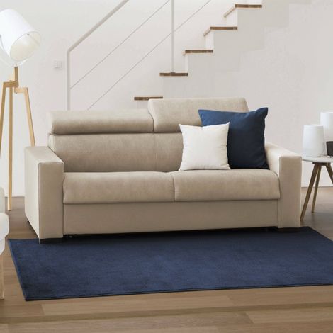 Talamo Italia Canapé Afra, Canapé 2 places, 100% Made in Italy, Canapé de salon à ouverture pivotante, avec appuis-tête réglables et accoudoirs standard, Cm 180x95h85, Beige, avec emballage renforcé (1/5)