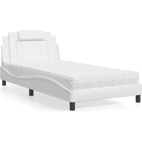 Cama Viana con colchón cuero sintético blanco 100x200 cm vidaXL (1/5)