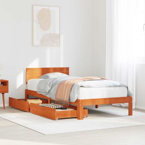vidaXL Struttura del letto 3 pcs Marrone cerato Legno di Pino Massello (1/5)