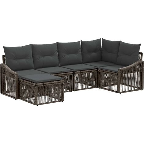 Ensemble de canapé de jardin 6 pcs Gris polyrotin vidaXL