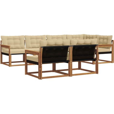 Ensemble de canapés d'extérieur 7 pcs Salon de jardin Naturel et Beige (1/5)