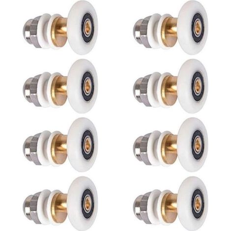 Lot de 8 porte de Douche - Rouleau Roulette Roue pour Porte de Douche Roulettes Coulissantes Porte, 23mm de diametre (1/4)