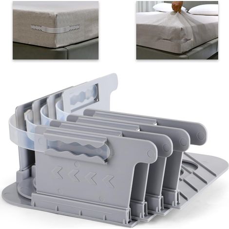 Kindfiber OÜ-Attache-draps, lot de 4 attaches-draps, tendeur de draps, invisible et transparent, antidérapant et stable (gris) (1/5)