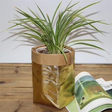 8 15 CM Lavable Kraft Papier Sac Home Desk Plante Fleurs Pot Titulaire Sacs Multifonction Accueil Réutilisation Papier Pochette Sa (1/3)