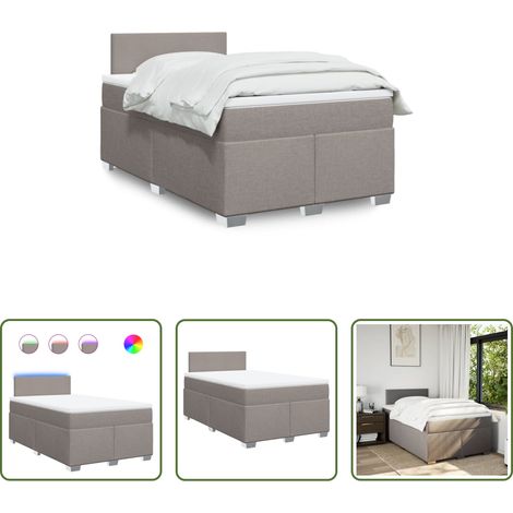 vidaXL LED-Beleuchtung -  Boxspringbett mit Matratze Taupe 120x200 cm Stoff (1/5)