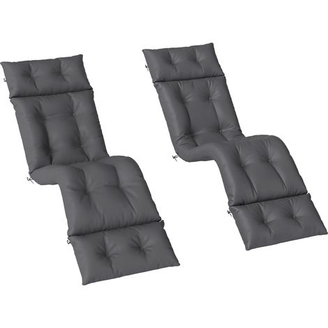 Set of Two 190 x 56cm Sun Lounger Cushions Dark Grey (1/5)