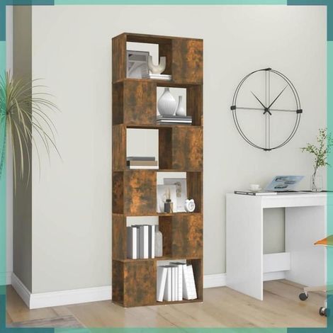 816032 Bibliothèque/Séparateur de pièce Chêne fumé 60x24x186 cm (1/5)