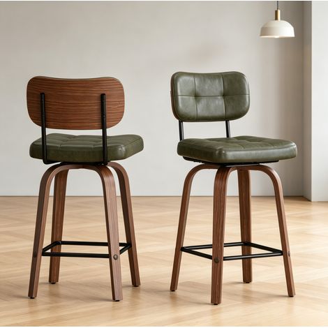 Sgabelli da bar girevoli 49x43x94 cm in legno e metallo verdi, set di 2 stabili – MEUBLIV (1/5)
