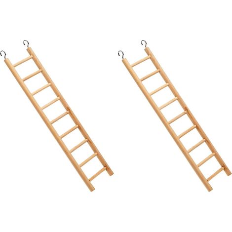 Échelle à Oiseaux, Accessoires Cages Oiseaux, Echelle Perruches, Perroquets en Bois, 8, 9 x 1, 1 x h 37 cm. (Lot de 2) (1/4)