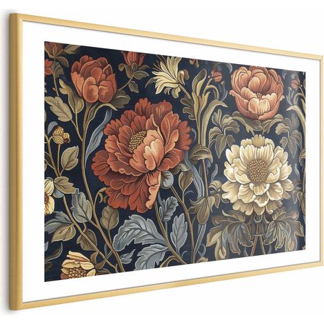 Poster – Großes Wandteppichblumenmuster im Retro-Stil (1/4)