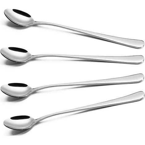Cuillères à latte, lot de 4 cuillères longues en acier inoxydable, idéales pour le café latte et l'espresso. (1/5)