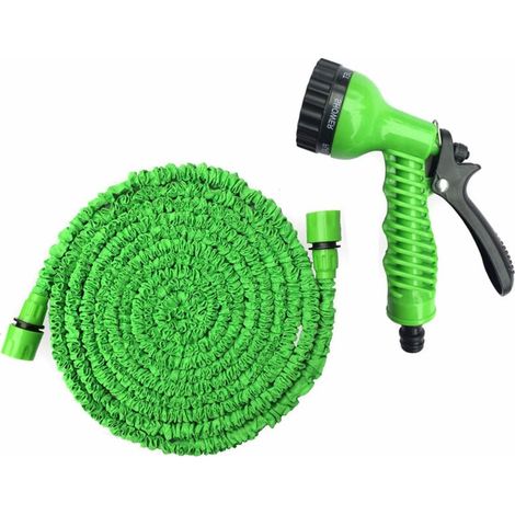 Tuyaux d'arrosage pour extérieur, tuyau d'arrosage extensible avec connecteur pour lavage de voiture, arrosage de jardin, vert, 25 pieds (1/5)