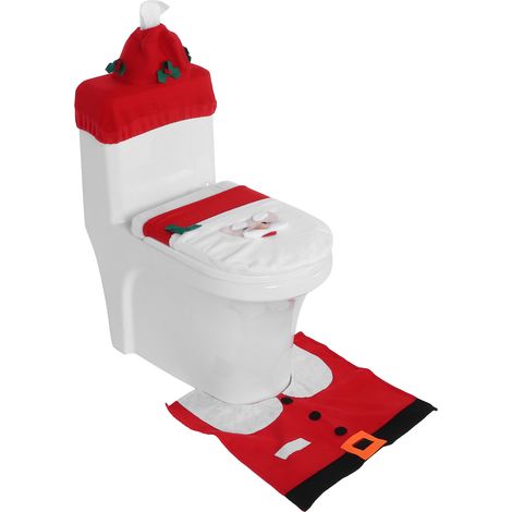 Housse de siège de toilette Père Noël, repose-pieds, protection de réservoir et housse de mouchoir en peluche (1/5)