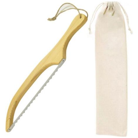 Couteau à Pain, Scie à Pain, Longueur 40 cm, Trancheuse à pain en bois avec poignée ergonomique intégrée, adaptée pour couper tous les types de pain, gâteaux, fruits, etc. (1/4)
