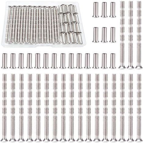 20 Stück M4 Türgriffschrauben, Verbindungsschrauben mit Bolzensatz, Verbindungsbolzen und Hülse, vernickelte Möbelverbinder für Rosetten, Türgriffe, Schränke, Schubladen (1/5)
