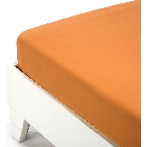 Caleffi 51255 Cotone Tinta Unita Inferiore Lenzuolo per Piazza e Mezza Letto, Arancio (1/2)