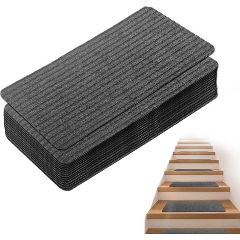 Lot de 15 Marchettes d'escalier,Tapis Escalier Antidérapant pour Marches, avec Dos Adhésif Fort, Revêtement de Marche d'Escalier Réduisant Le Bruit, Facile à Nettoyer, Enfants et Chiens (1/5)