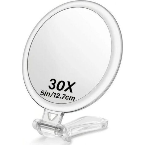 Miroir Grossissant Double Face - Grossissement x1 Et x30 - Portable Pliable Avec Poignée Rotative 360° - Pour Maquillage Rasage Soins Visage - 1 Pièce (1/4)