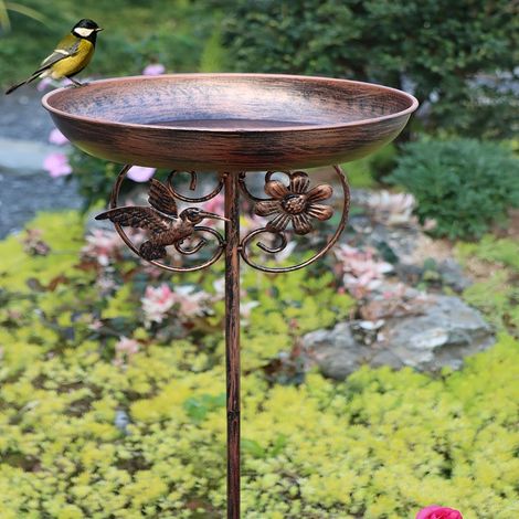 Mangeoire à oiseaux vintage en fonte – Plat à graines et abreuvoir – Résistante aux intempéries – Design rustique pour jardin (1/5)