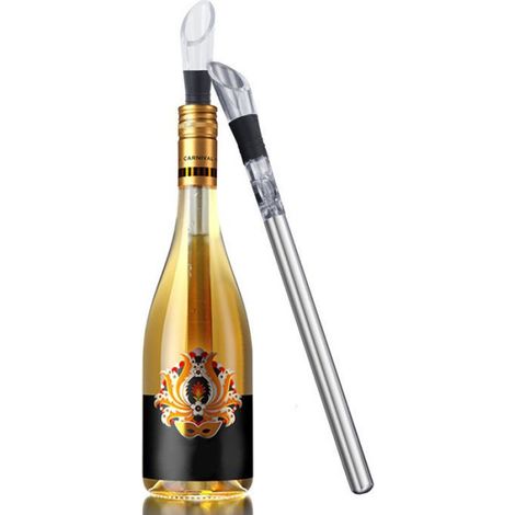 Refroidisseur De Vin - 2 Tiges Acier Inoxydable + Verseur - Pour Vins Blancs - Lot De 3 Pièces (1/4)