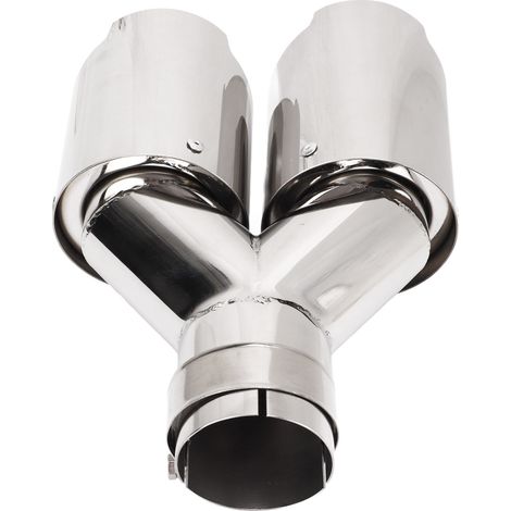 Embout d'échappement double sortie, diamètre intérieur 63 mm, diamètre extérieur 89 mm, en forme de Y, acier inoxydable 304 poli miroir, universel pour voiture (1/5)