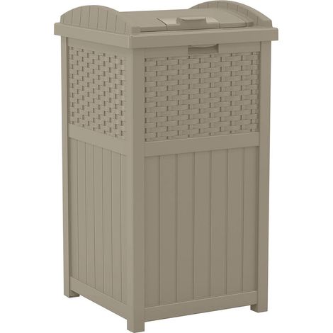 Poubelle d'extérieur en résine avec Couvercle pour Jardin, terrasse, Patio Taupe foncé 100 litres (1/5)