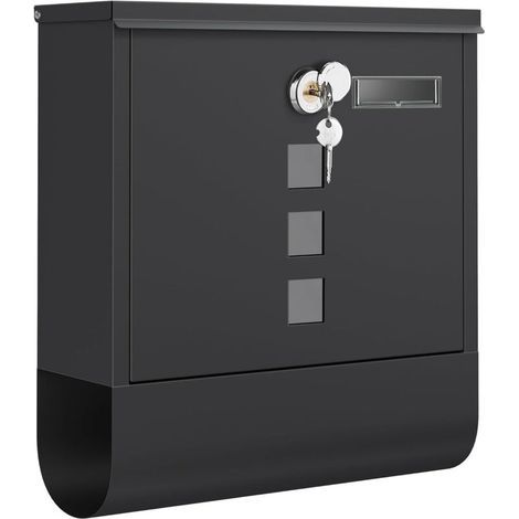 Buzón de pared con cerradura, tapa giratoria, ventana de visualización, placa para nombre, compartimento para periódicos, fácil montaje, 9,5 x 30,5 x 33,3 cm, negro (1/5)