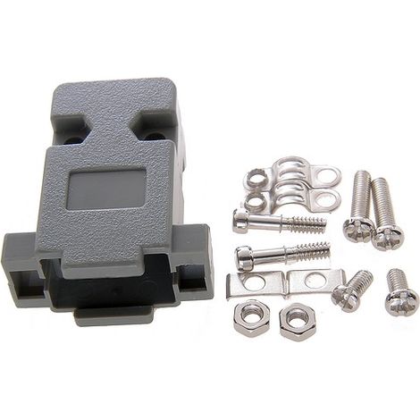Connettore RS232 D-SUB9 con pin e alloggiamento grigio.