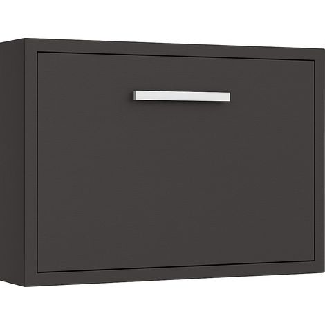 Lit escamotable horizontal OPTIMA Gris anthracite Matelas mousse 18 cm-Avec matelas-120x180-Cadre Anthracite-Façade Anthracite (1/5)