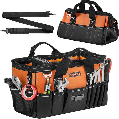 VEVOR Werkzeugtasche 40x23x22cm, Aufbewahrungstasche mit 14 Innen- & 19 Außenfächern, Wasserfester Werkzeug-Organizer aus Polyester mit Schultergurt & Reißverschluss, Werkzeugbeutel für Handwerker (1/5)
