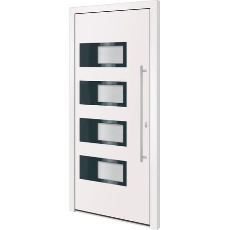 Porte d'entrée Blanc 100x210 cm Aluminium et PVC