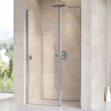 Ravak Chrome - Duschpendeltür CSD2-120, 118-121 cm, Aluminium glänzend/Klarglas 0QVGCC00Z1